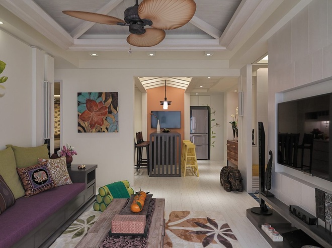 客厅图片来自家装大管家在轻柔像阵微风 120平新中式3居室的分享