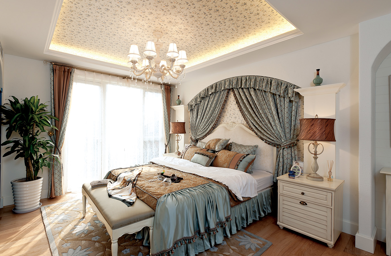 卧室图片来自郑州宏喆装饰在地中海的分享