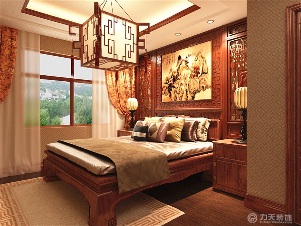 中式 三居 白领 收纳 80后 小资 卧室图片来自阳光力天装饰在新天地盛景湾-131.00㎡-中式风格的分享
