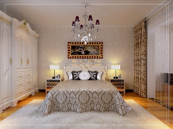 简约 欧式 三居 80后 装修图片 卧室图片来自西安城市人家装饰王凯在天朗大兴郡114㎡时尚的简欧三居的分享