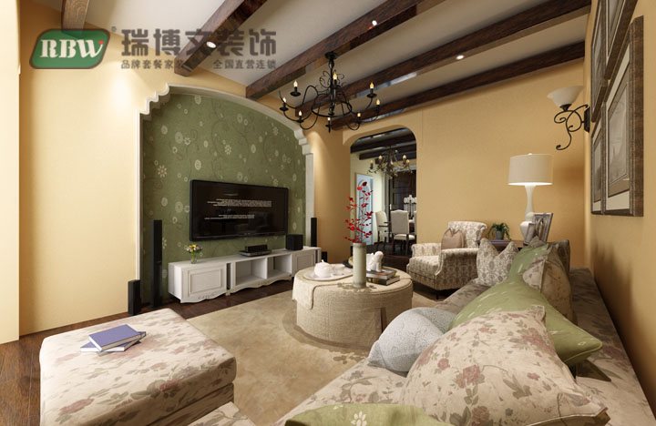 客厅图片来自石家庄瑞博文装饰小然在星河御城78平田园风格装修案例的分享