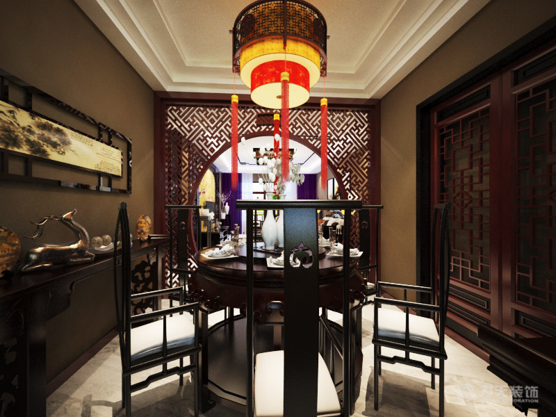 中式 三居 白领 收纳 80后 小资 餐厅图片来自阳光力天装饰在新天地盛景湾-124㎡-新中式的分享