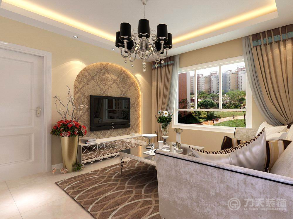 欧式 二居 白领 收纳 80后 小资 客厅图片来自阳光力天装饰在华城浩苑-83.24㎡-简欧风格的分享