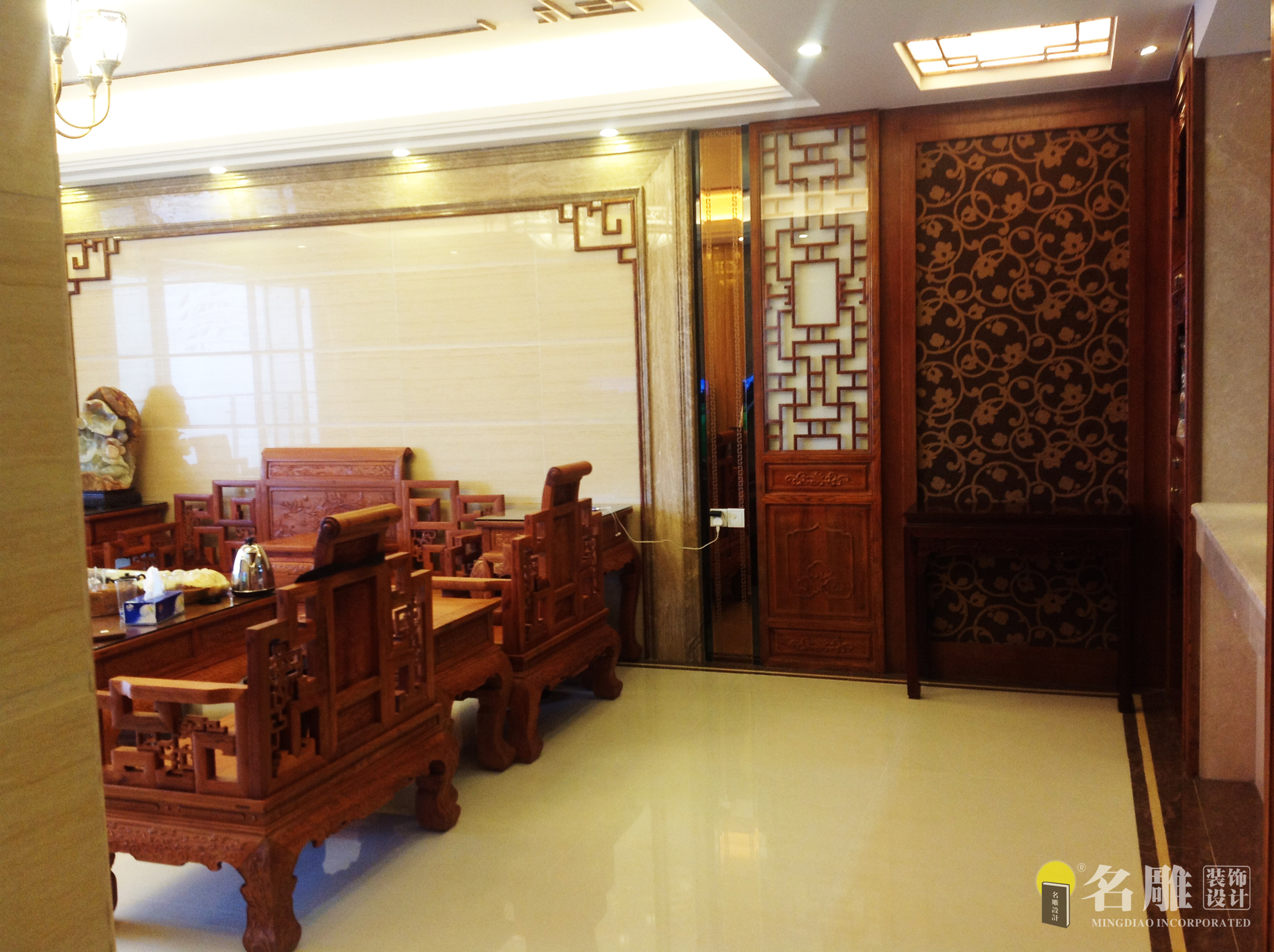中式 三居 白领 现代时尚 熙龙湾 中式风格 客厅 客厅图片来自广州名雕装饰在熙龙湾的分享