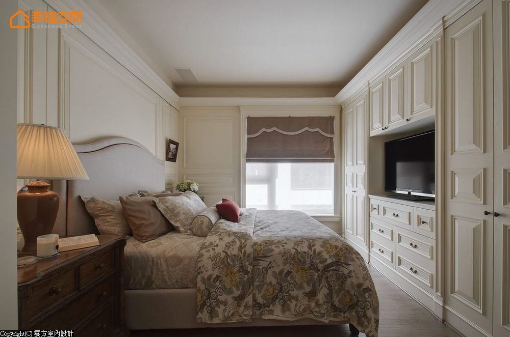 美式 二居 复古 卧室图片来自幸福空间在甜甜美式香气 149平纯正美式风情的分享