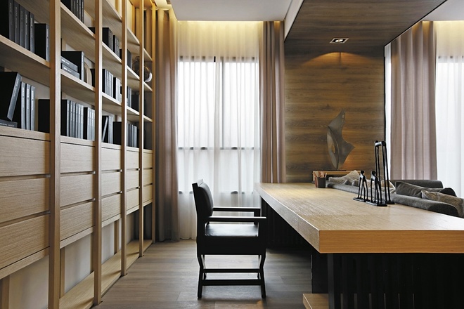 现代美式 榻榻米 收纳 三居 小资 书房图片来自上海实创-装修设计效果图在126平现代美式温馨公寓的分享