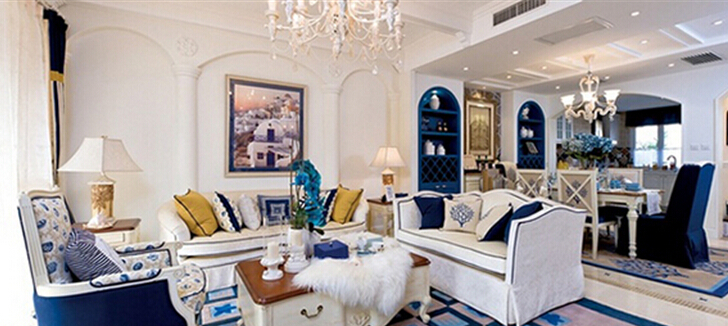 客厅图片来自刘成成在地中海别墅 • 蓝白混搭温馨家园的分享