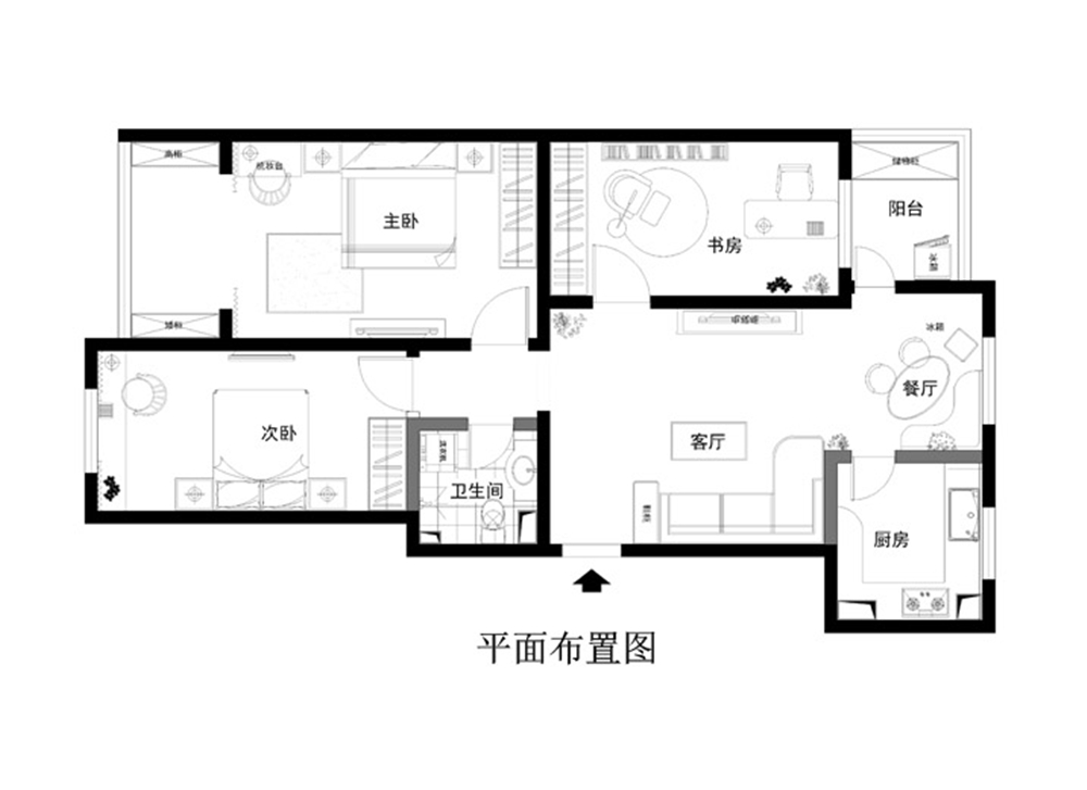 欧式 三居 白领 收纳 小资 户型图图片来自实创装饰完美家装在玉渊潭南路9号院104平简欧案例的分享