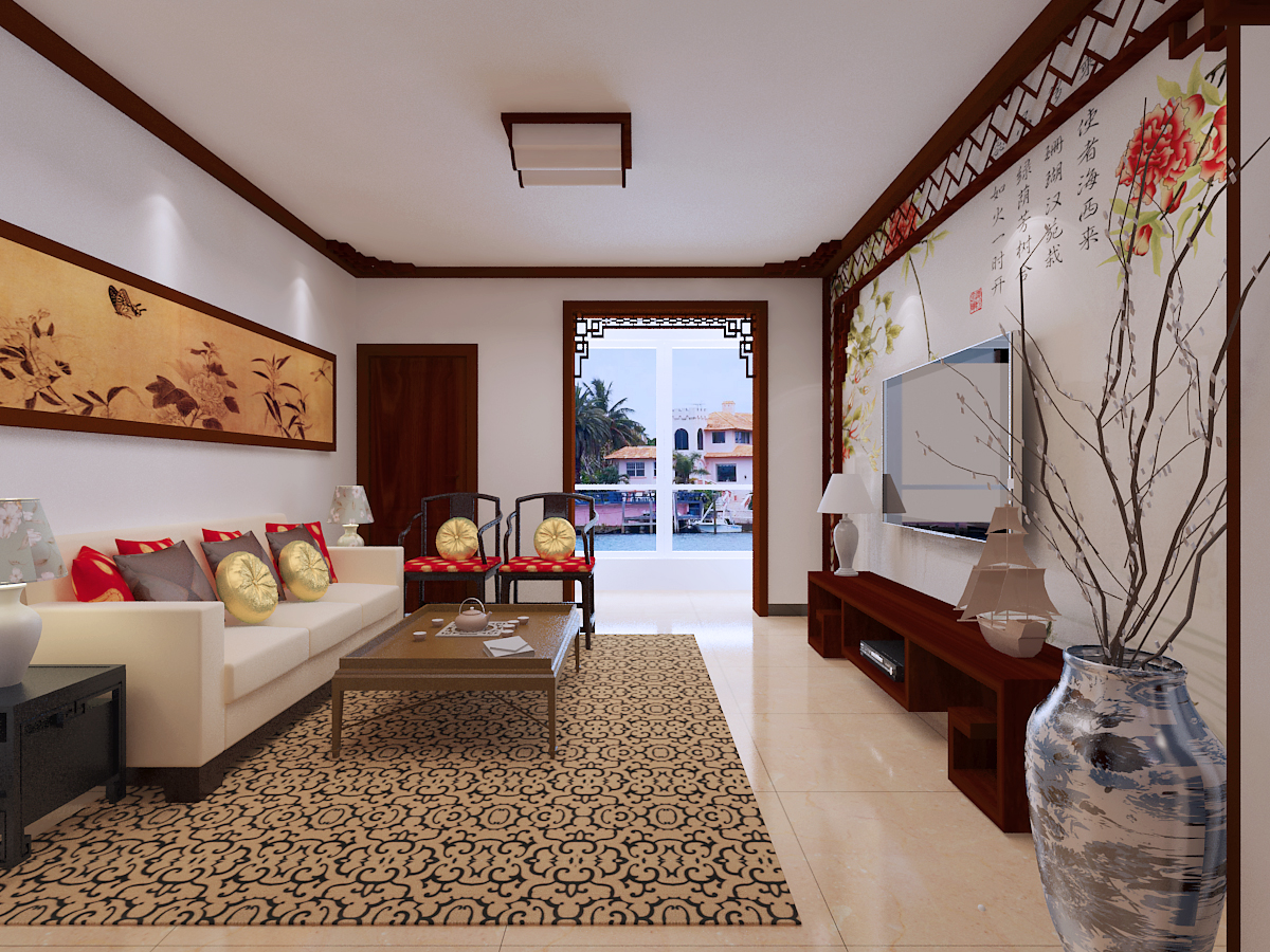 客厅图片来自石家庄瑞博文装饰小然在弘石湾98平新中式装修风格的分享