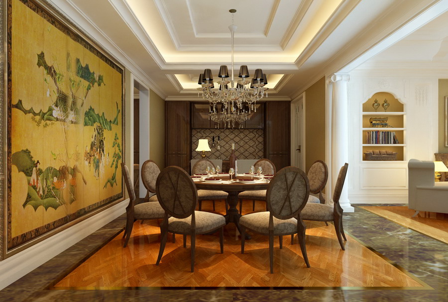新古典风格 别墅 餐厅图片来自北京今朝装饰刘在观塘别墅 420平经典新古典设计的分享