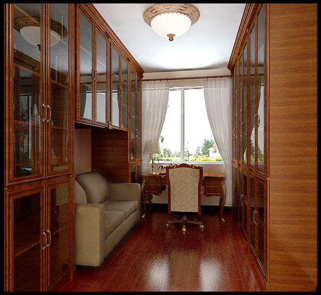 书房图片来自实创装饰总部在K2玉兰湾125平米美式三居装修的分享