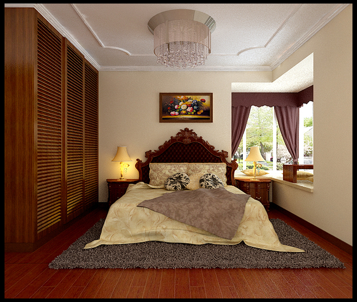 卧室图片来自实创装饰总部在K2玉兰湾125平米美式三居装修的分享