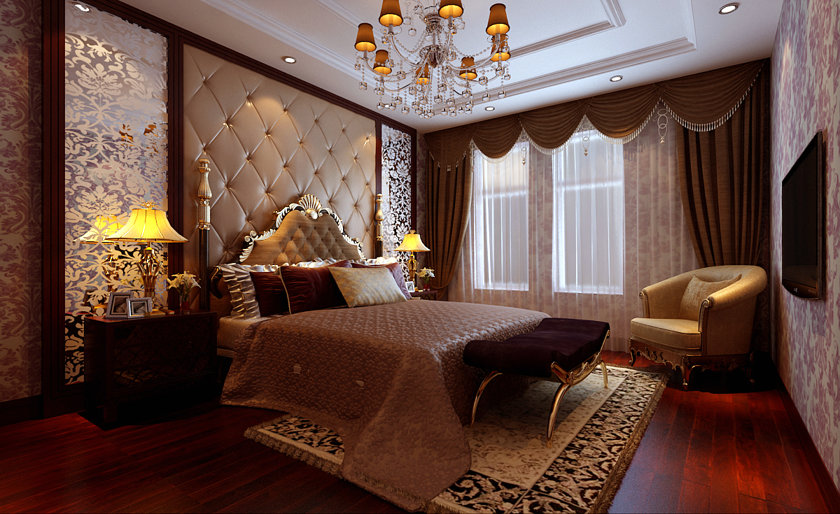 卧室图片来自实创装饰总部在31万领秀翡翠山280㎡欧式联排的分享