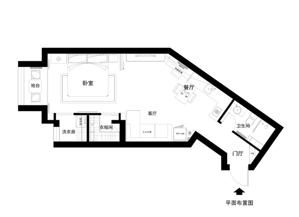 設計後將其分為一個洗衣房,一個衣帽間 ,滿足了客戶收納衣服的功能