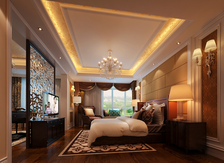 欧式奢华 法式浪漫 装修效果图 别墅设计 卧室图片来自上海实创-装修设计效果图在欧式豪华320平米设计效果图的分享