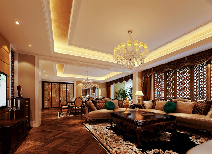 欧式奢华 法式浪漫 装修效果图 别墅设计 客厅图片来自上海实创-装修设计效果图在欧式豪华320平米设计效果图的分享