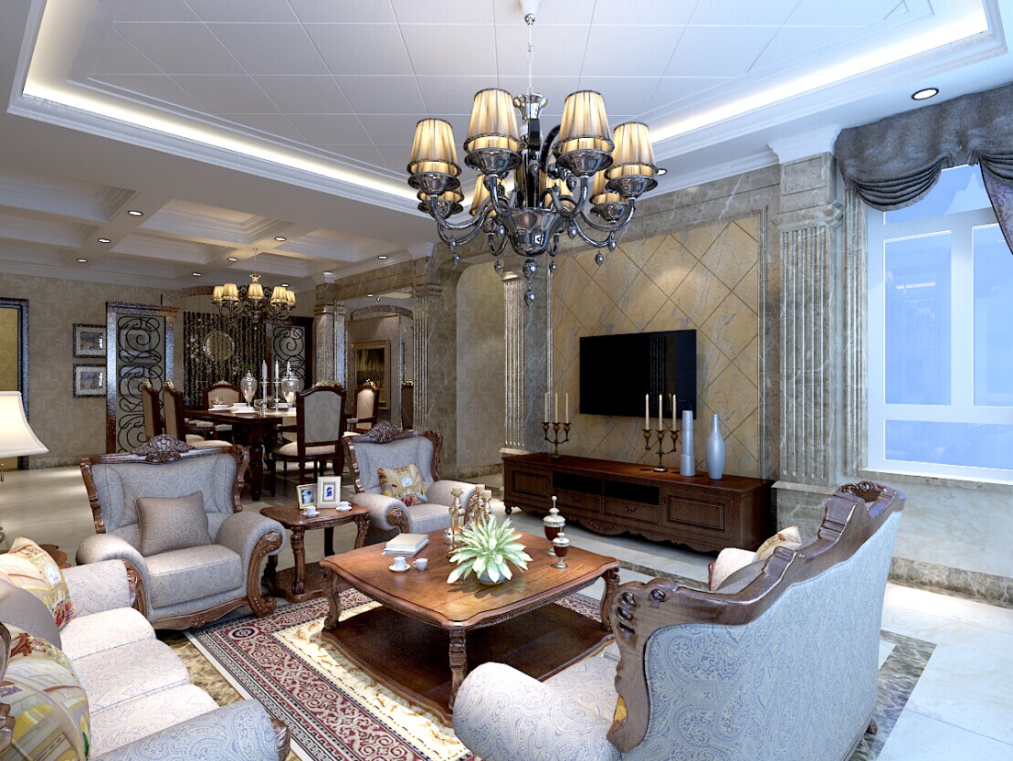 客厅图片来自大业美家装饰在卢浮宫馆古典欧式风格三居室装修的分享