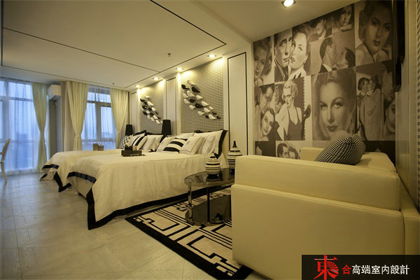 卧室图片来自東合設計在帕克公馆样板间——线形美学的分享