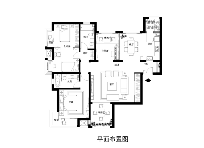 两居室设计 现在中式风 80后 小资 简约 户型图图片来自上海实创-装修设计效果图在110平两居室现代中式风格效果图的分享