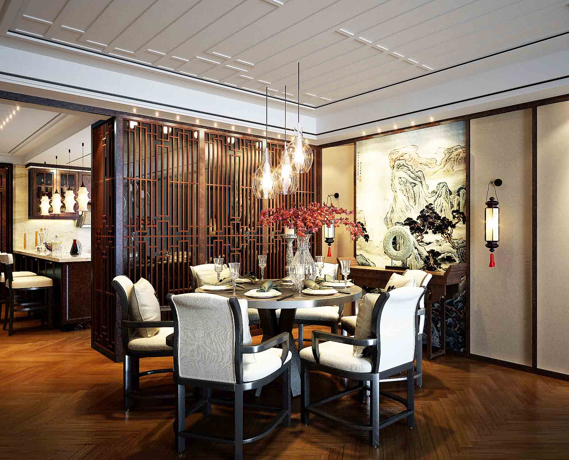 三居 白领 80后 中式 客厅 厨房 卧室 餐厅图片来自昆明易百装饰-km100zs在艺术家园“品汇居”的分享