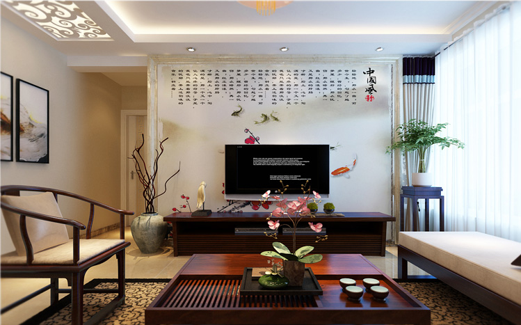 简约 中式 三居 白领 收纳 80后 小资 客厅图片来自实创装饰百灵在典雅中国风 130平米装修的分享