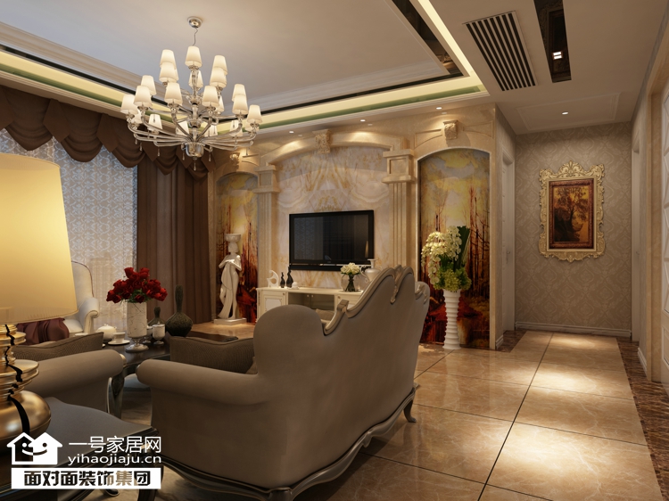 一号家居 客厅图片来自武汉一号家居在盛世滨江132平欧式风格三居室的分享