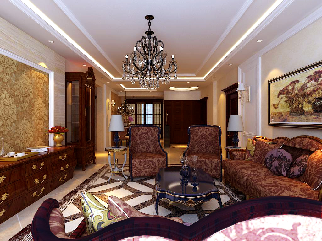 欧式 四居 蓝天佳苑 客厅图片来自百家设计小刘在蓝天佳苑180平欧式风格美图的分享