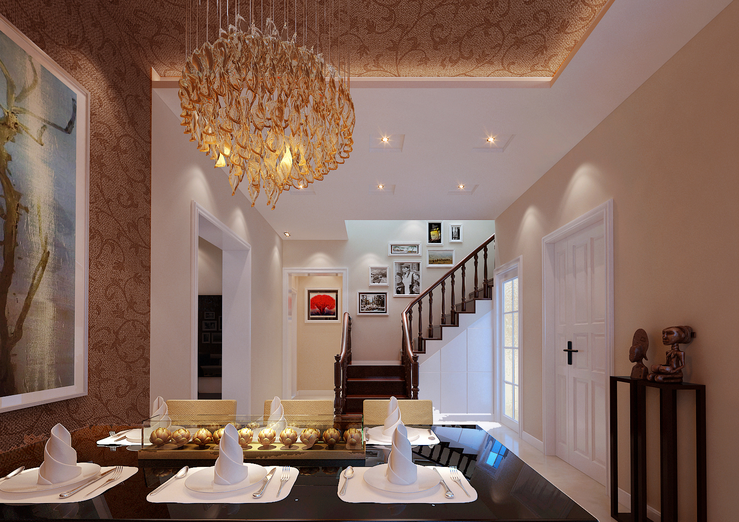 休闲别墅 现代简约风 半包 别墅 餐厅图片来自上海实创-装修设计效果图在235平米简约度假风别墅设计的分享