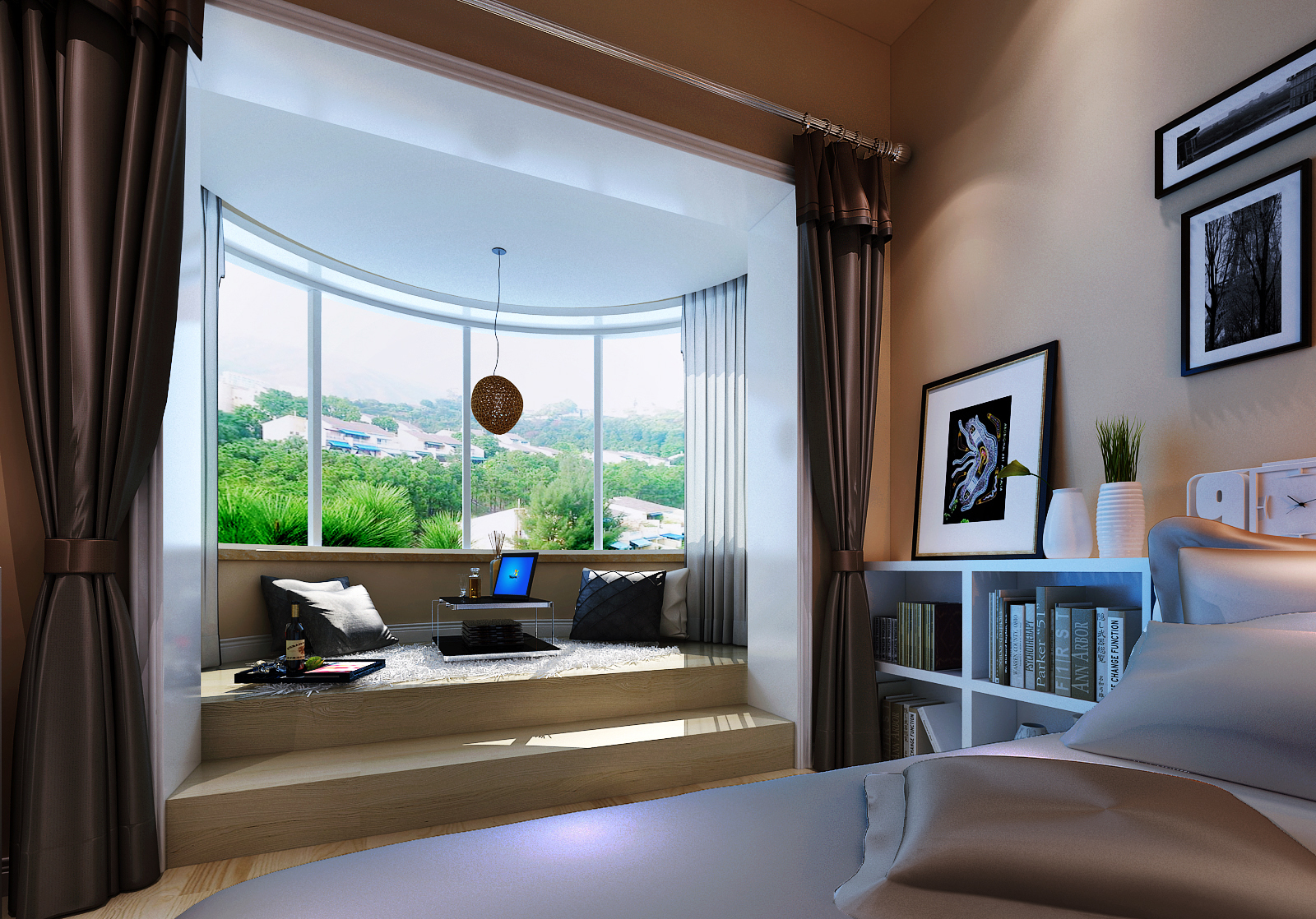 休闲别墅 现代简约风 半包 别墅 卧室图片来自上海实创-装修设计效果图在235平米简约度假风别墅设计的分享