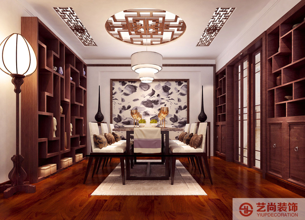 新中式 装修 客厅 餐厅 书房 27研究所装 餐厅图片来自曹素雅美巢装饰在27研究所四室新中式装修效果图的分享