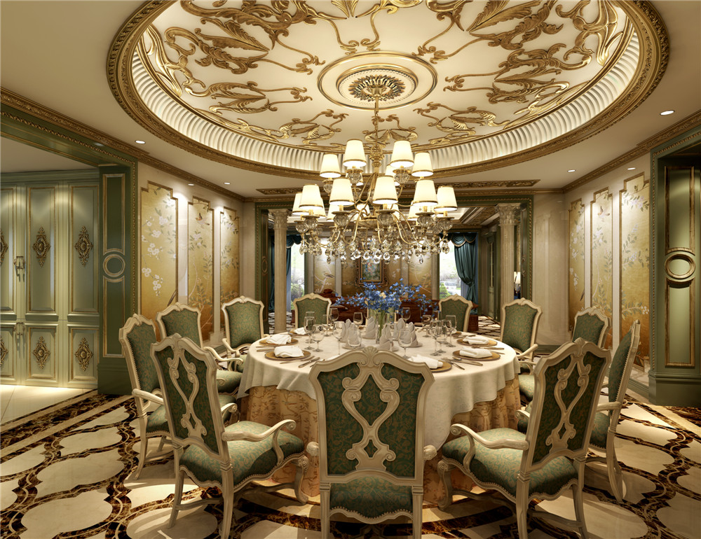 法式风格、 简约 别墅 餐厅 吊顶 餐厅图片来自成都业之峰装饰公司在低调的奢华——法式风格的分享