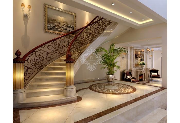 别墅 楼梯图片来自天津尚层装修韩政在保利海棠湾新古典风格的分享