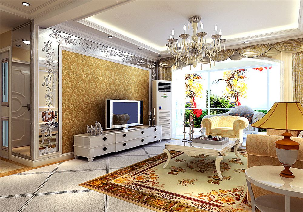 欧式 三居 白领 收纳 80后 小资 客厅图片来自实创装饰完美家装在豪景阁135平简欧风格案例赏析的分享