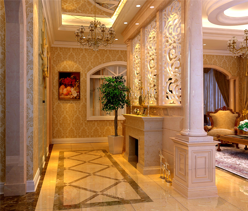 欧式 别墅 白领 收纳 小资 玄关图片来自实创装饰完美家装在辉煌国际公寓210平欧式奢华案例的分享