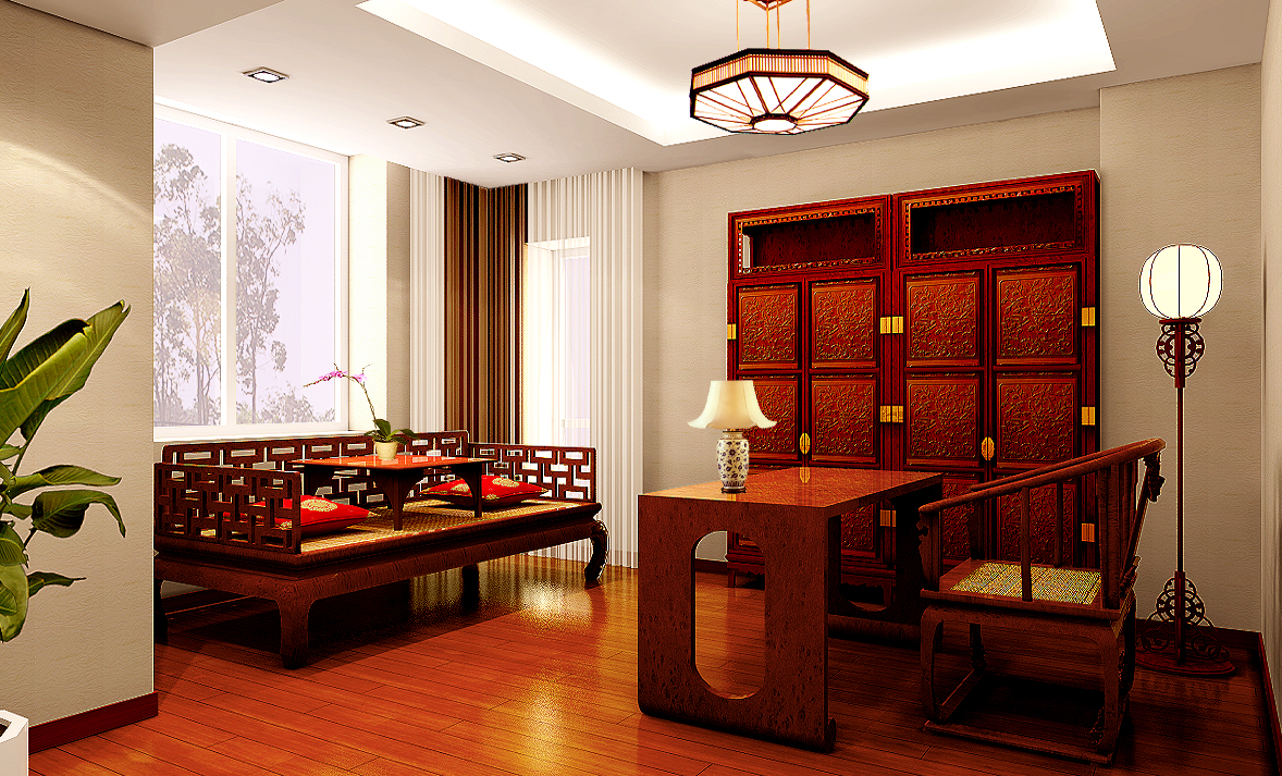 别墅 中式 装修 书房图片来自天津尚层装饰张倩在中式风格别墅装修的分享