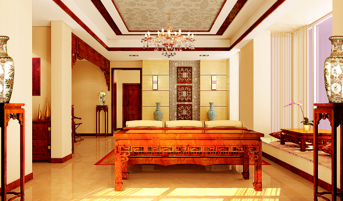 别墅 中式 装修 客厅图片来自天津尚层装饰张倩在中式风格别墅装修的分享