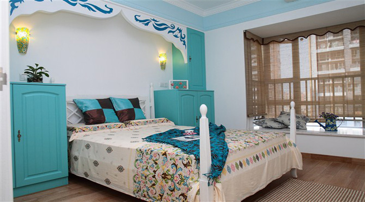 地中海 舒适 小清新 三居 卧室 卧室图片来自成都幸福魔方装饰工程有限公司在三室蓝色海  舒适小清新的分享