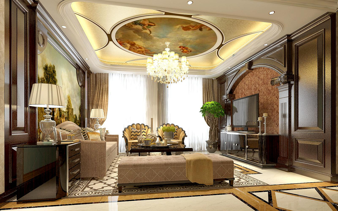 新古典 别墅 白领 尚层装饰 客厅图片来自北京别墅装修案例在250平新古典风格别墅案例欣赏的分享