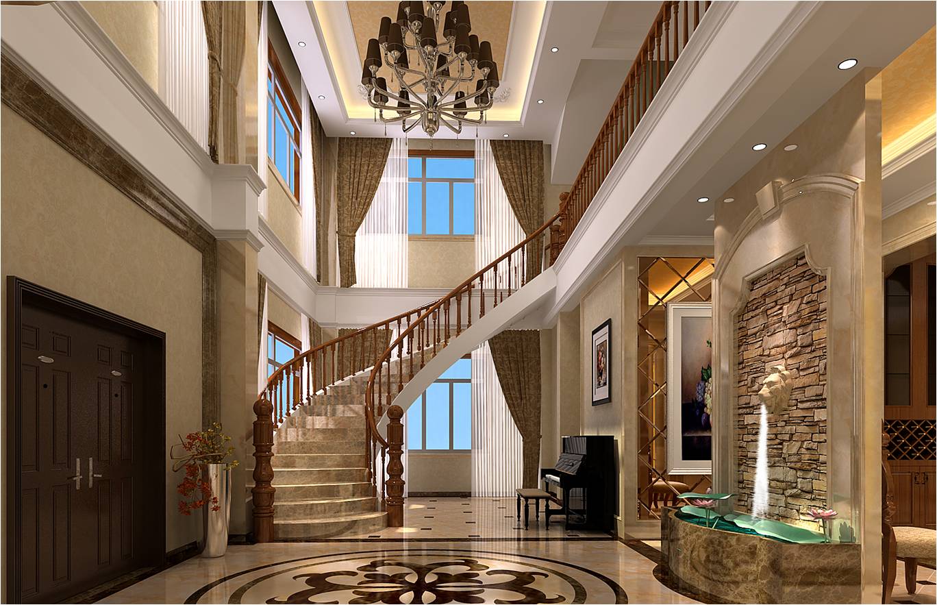 欧式 别墅 楼梯图片来自国安居装饰在华贵典雅与时尚现代结合的分享