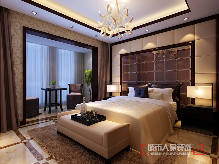 新中式 老年人 四居 西安装修 卧室图片来自西安城市人家装饰王凯在独爱中式风格 心中的中国风的分享