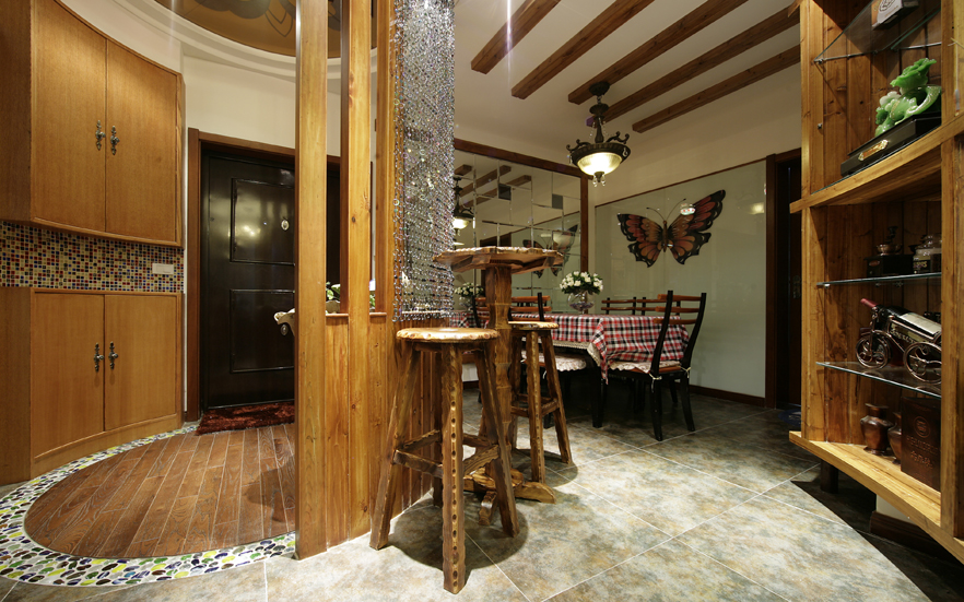 田园 收纳 80后 原木 餐厅图片来自阿拉奇设计在原木家庭装修的分享