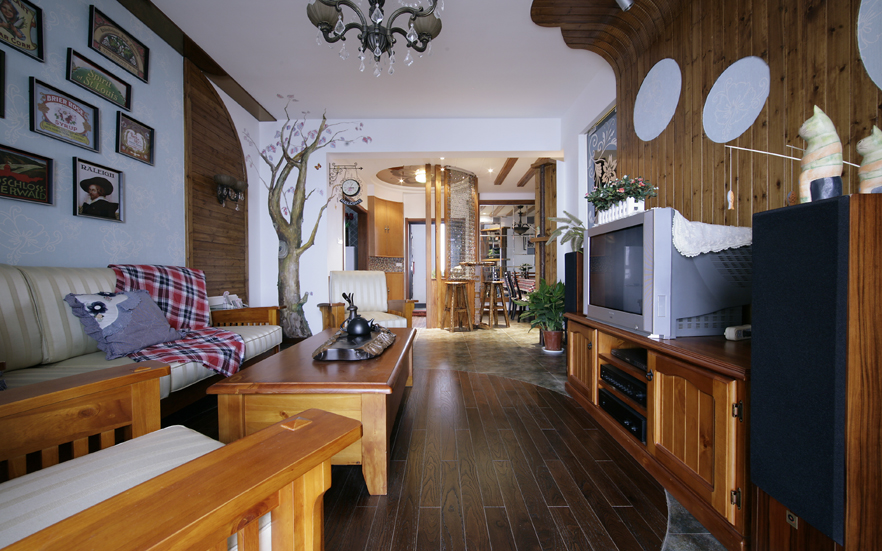田园 收纳 80后 原木 客厅图片来自阿拉奇设计在原木家庭装修的分享