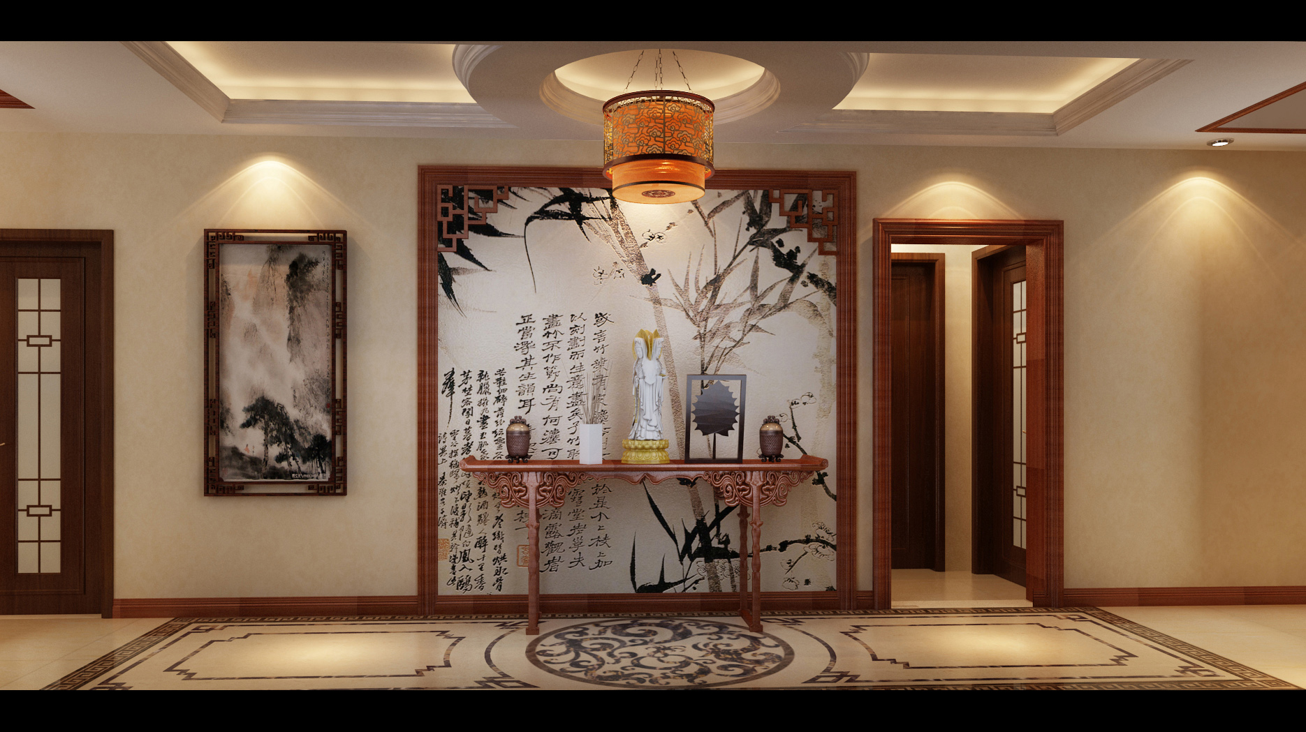 中式 别墅 玄关图片来自北京今朝装饰刘在天竺溪悦府的分享