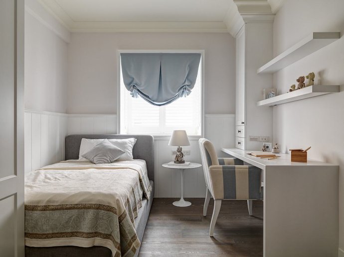 复式设计 简欧风格 储物设计 小清新 卧室图片来自上海实创-装修设计效果图在82平简欧森系复式温馨雅居的分享