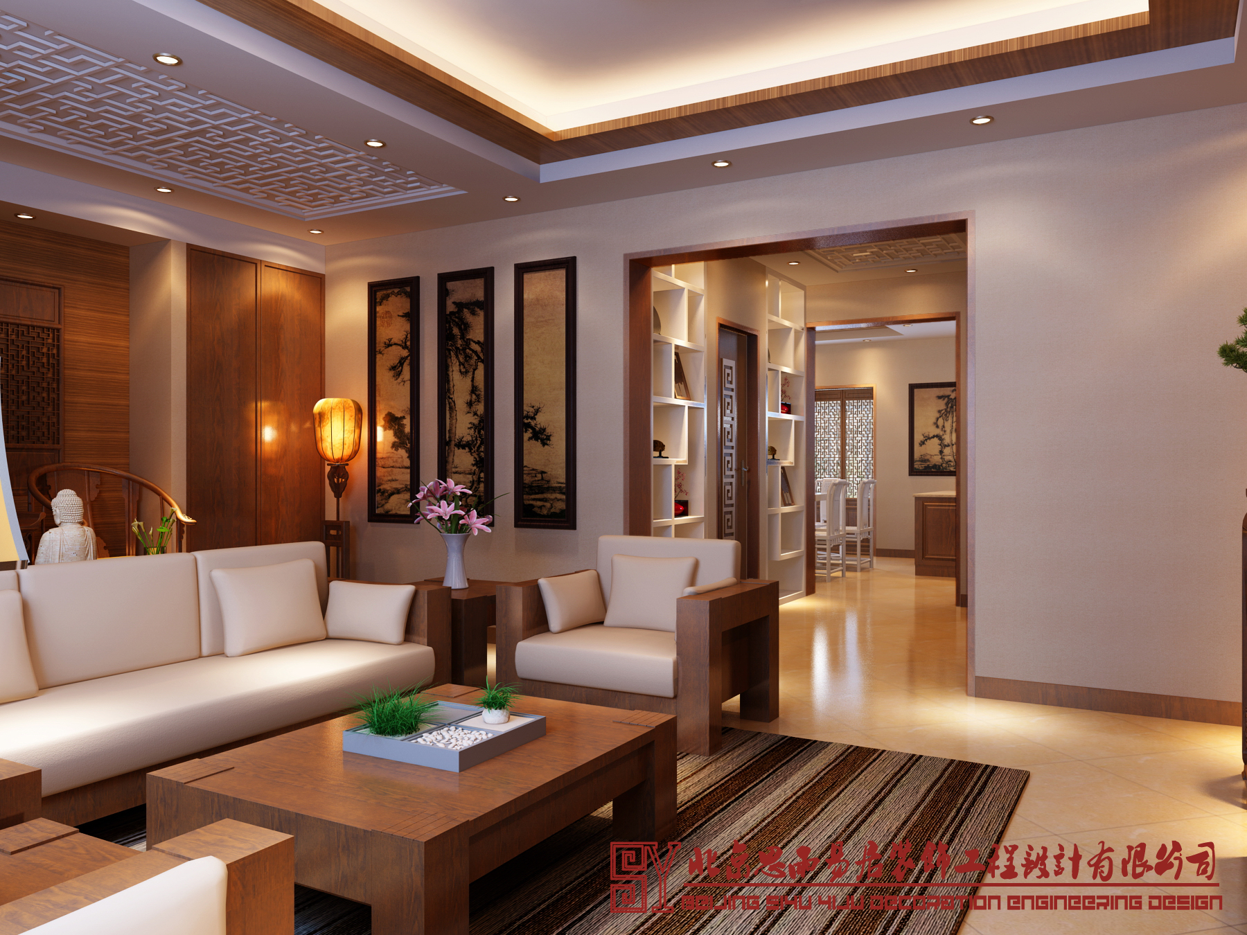 客厅图片来自思雨易居设计在《原创》240平米新中式风格的分享