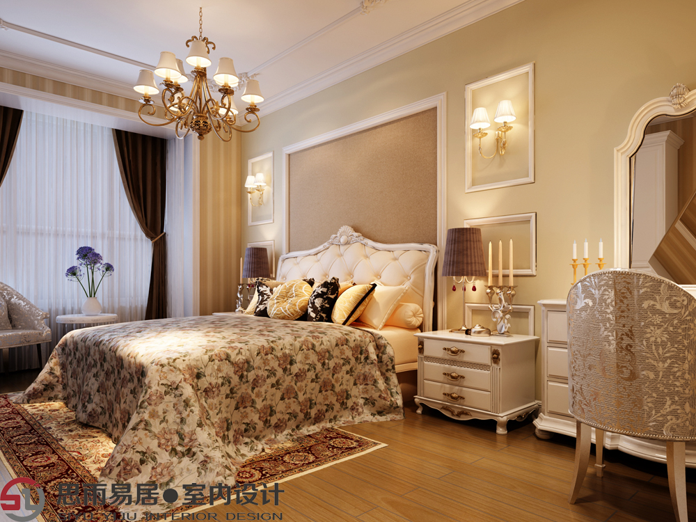 欧式 旧房改造 卧室图片来自思雨易居设计在【原创】160平高端大气欧式风的分享