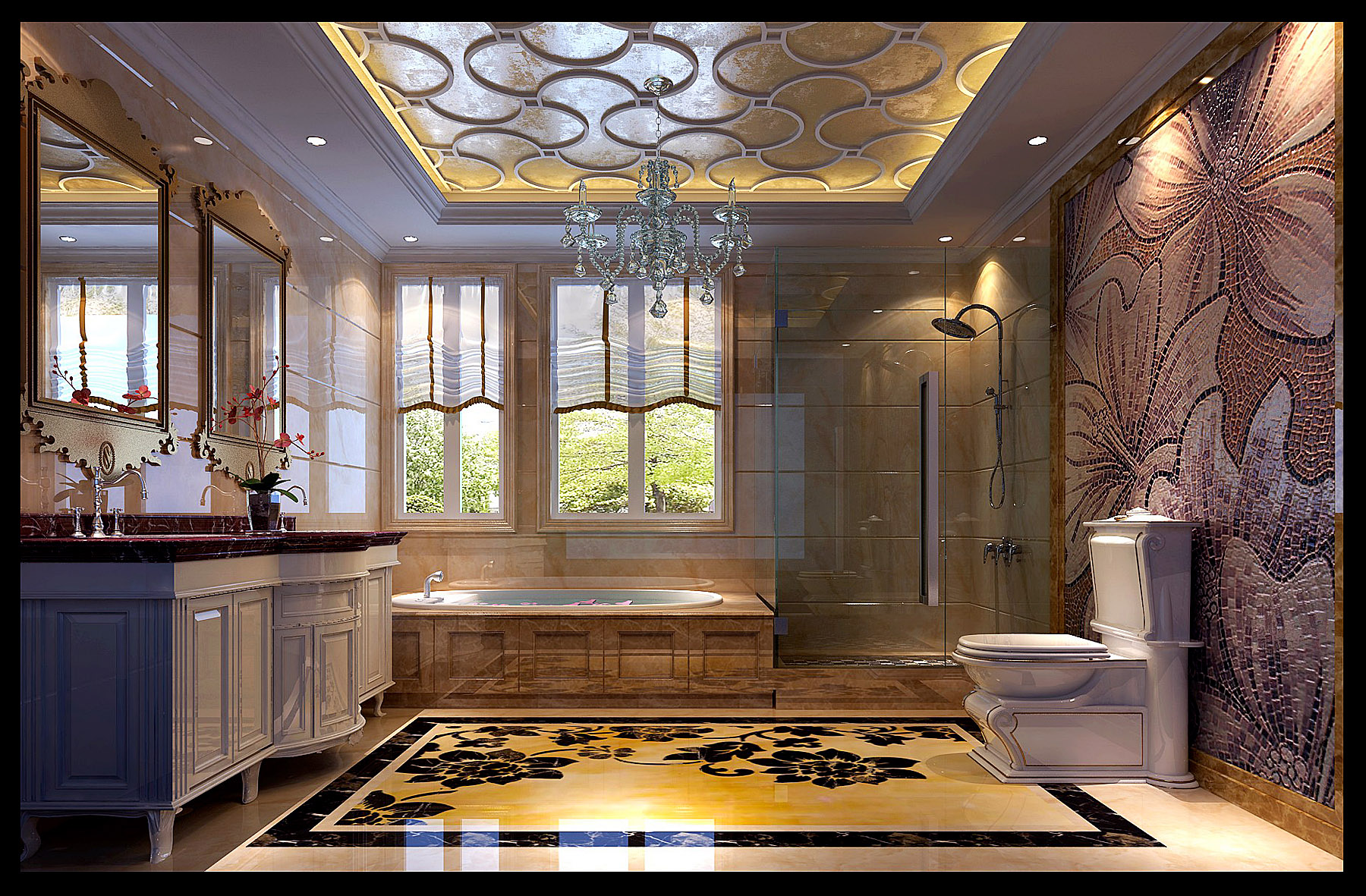 欧式 别墅 卫生间图片来自北京今朝装饰刘在京基鹭府纯正欧式装饰设计的分享