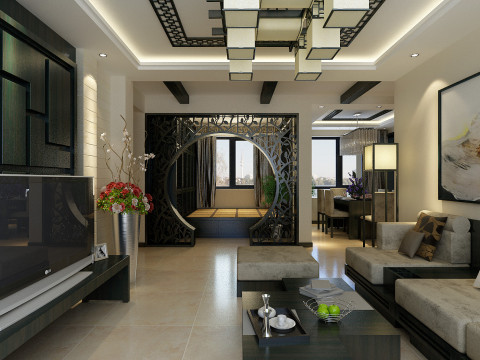 欧式 田园 混搭 三居 中式 沈阳 装修 室内设计 效果图 客厅图片来自百家装饰小迪在中海国际社区139平中式风格的分享