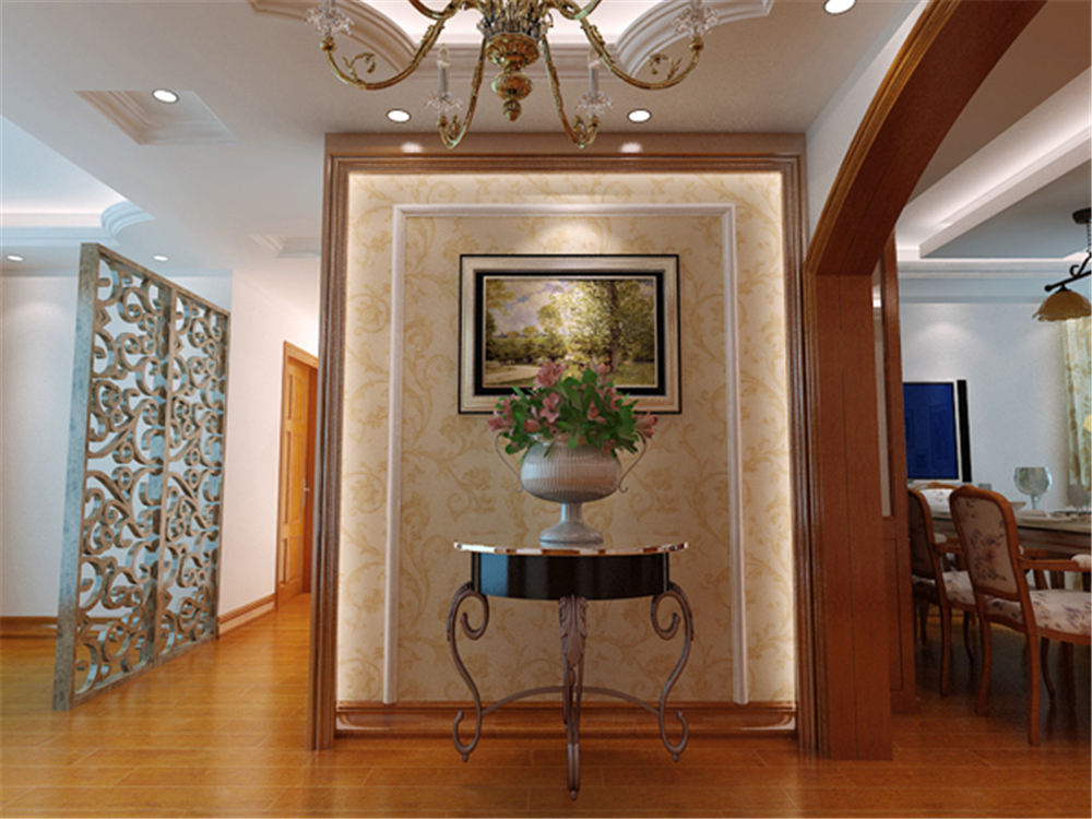 欧式 三居 白领 收纳 小资 玄关图片来自实创装饰完美家装在亿城西山华175平美式大宅案例的分享