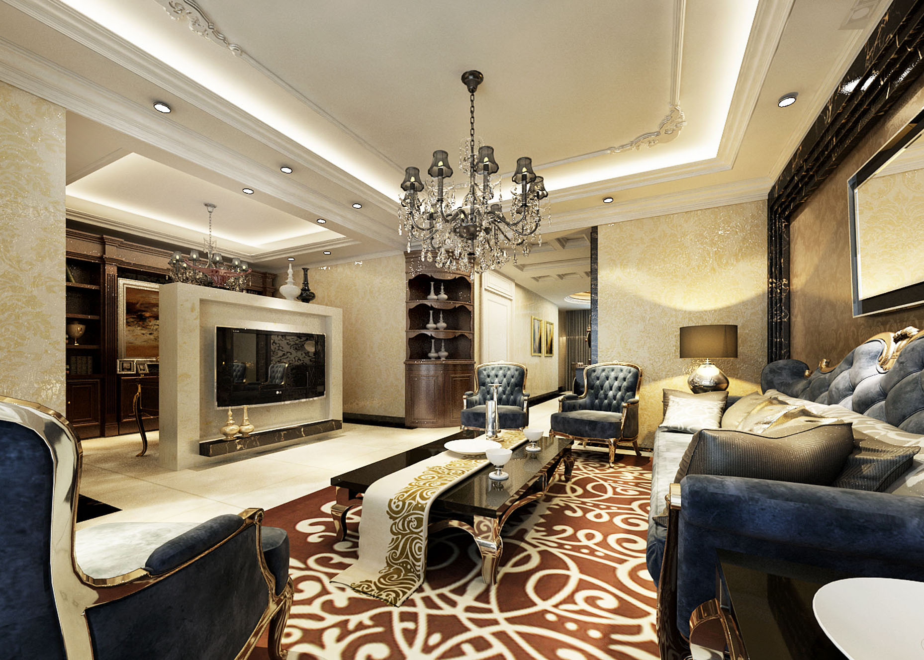欧式 三居 客厅图片来自天津实创装饰集团l在115平精致奢华的欧式的分享